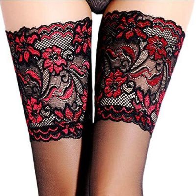 Soultopxin Women's Thigh Highs Socks Hold Up Stockings Sheer Lace Top Tights ...