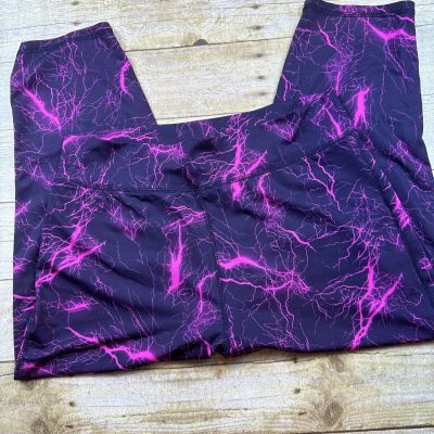 High Waist Women's Legging Lightning Bolt Pink Black Crop Workout Size Large