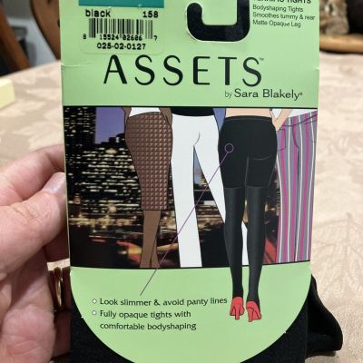 New Assets By Sara Blakely Black 158 Opaque Body Shaping Terrific Tights Size 3