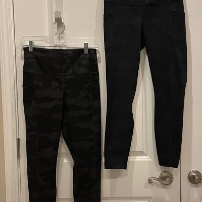 Lot 2 Yogalicious Lux Sz M Butter Soft 1-Camofluage Print 1 Black Crop Leggings