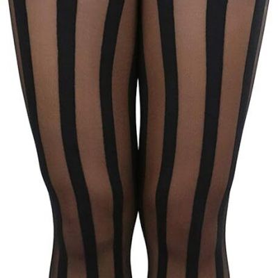 ToBeInStyle Women's Pinstripe Sheer Opaque Striped Tights Vintage Fishnet