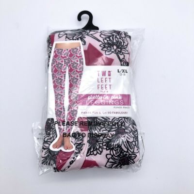 Two Left Feet Womens Pretty in Pink Leggings L/XL 12-18 Flower Power New