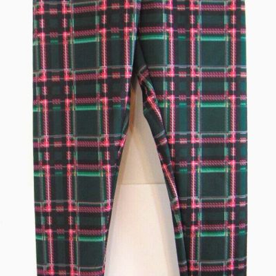 NEW Romeo & Juliet Couture Plaid Pull-on Leggings Sz S Small Hunter Green Combo