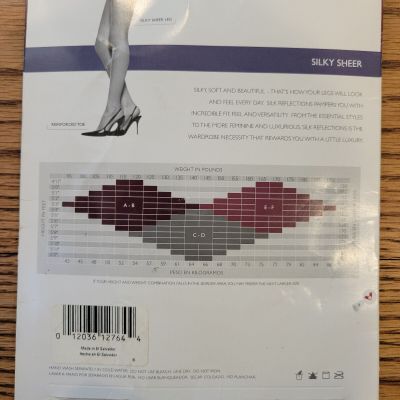 Hanes Silk Reflections CD Pantyhose Silky Sheer Reinforced Toe 718 Barely There