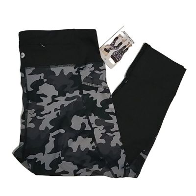 ACTIVE LIFE Leggings Womans Extra Large Black And Grey Camo Cropped  NWT