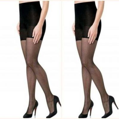 BOGO Spanx Womens Fishnet Tights Size E Very Black - Lot of 2