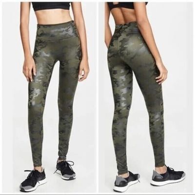 Spanx Faux Leather Camo Leggings Green Size M Style 20185R