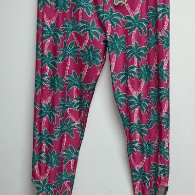 Simply Southern Leggings Women Plus SZ Extra Large 2XL 3XL Pink Palm Trees Pants