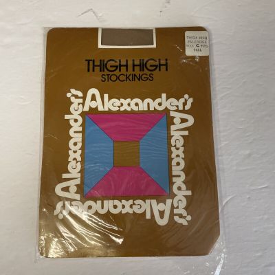 Alexander’s  Thigh High Hosiery Nylon Stockings Size C Fits Tall Pale Beige