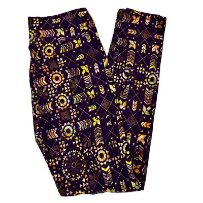 Women's LuLaRoe Leggings One Size Purple Yellow Geometric