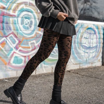 Eco Friendly Patterned Pantyhose Tights, Cheetah Pattern, Recycled Pantyhose