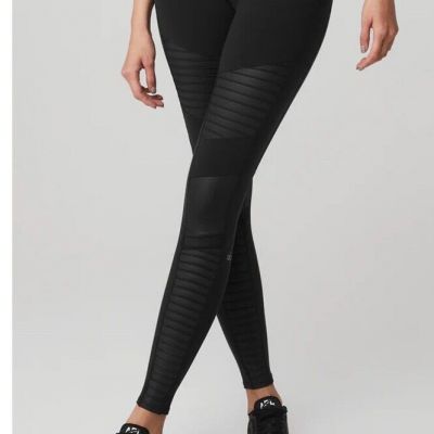 Alo All Black High-Waist Moto Legging Medium