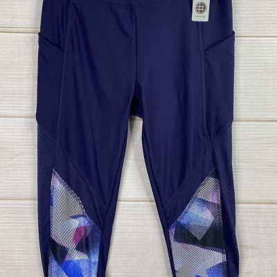 Marika Leggins Womens L Blue Vented Mid Calf Capri 22