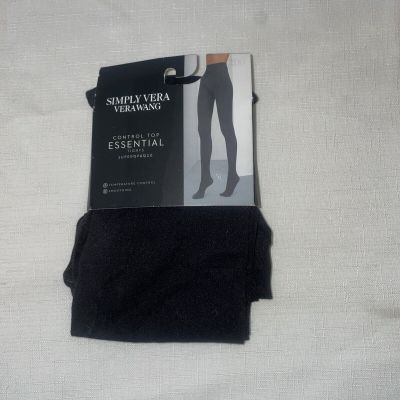 NEW!Vera Wang CONTROL TOP TIGHTS ~BLACK ~Superopaque /Sz 5 ~ 255-300lbs R