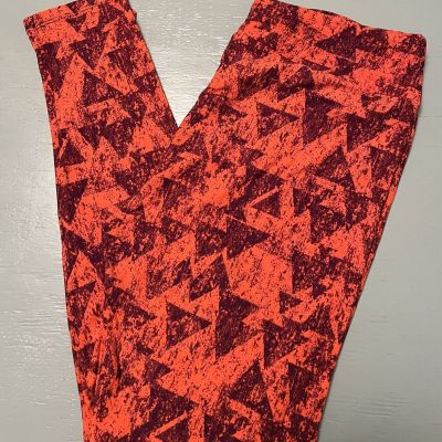 NWOT LuLaRoe Tall And Curvy Leggings- Bright Orange With Purple Triangles