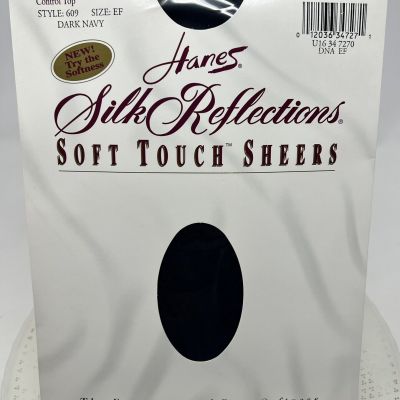 Hanes Silk Reflections Soft Touch Dark Navy Size EF Control Top Style# 609 New!