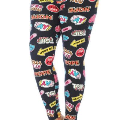 Sassy Stickers Leggings For The  Curvy Women Lots of Cute Sayings All Over Them