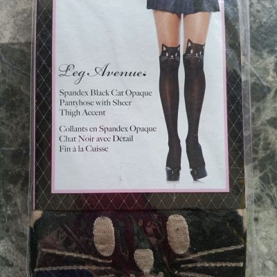 Black Cat Opaque Pantyhose Novelty Halloween Tights New in Pkg NIP