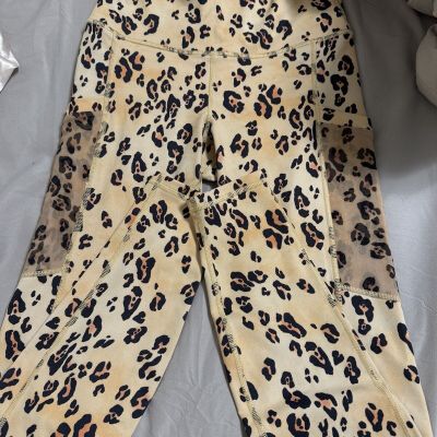 Fabletics High Waisted Solid Leopard Print Legging Xs Excellent Condition