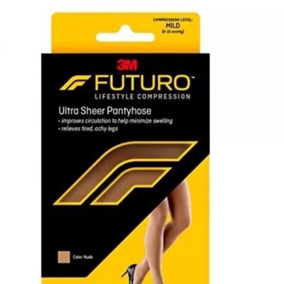 3M Futuro Energizing Ultra Sheer Pantyhose For Women Nude Mild Compression Sz M