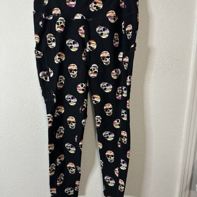 Torrid Active Multi Camo Skull Print Black Full Length Leggings Size 1XL