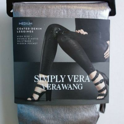 SIMPLY VERA VERA WANG COATED-DENIM LEGGINGS GUNMETAL FASHION $42