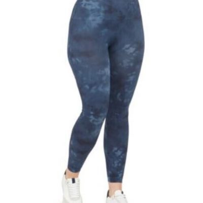 NEW! FAB!! SPANX SZ M Seamless Deep Blue Tie Dye Active Leggings EcoCare $68