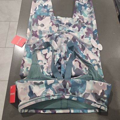 Spanx 2 Pc Sports Bra Top &7/8 Leggings Printed Camo NWT $158