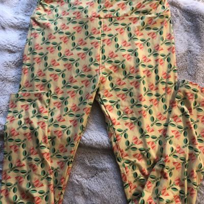 LuLaRoe Tall Curvy Womens Leggings Pants Pj’s LG New, Yellow 32” Waist