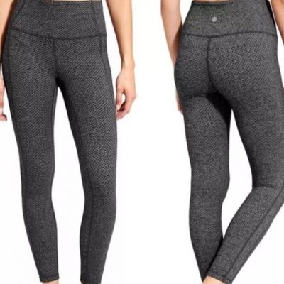 ATHLETA High Waist Criss Cross Power Up 7/8 Leggings Gray/Black Size Medium