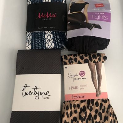 Lot Of 4 New Women’s Tights Various Brands Size S, M, S/M. NEW