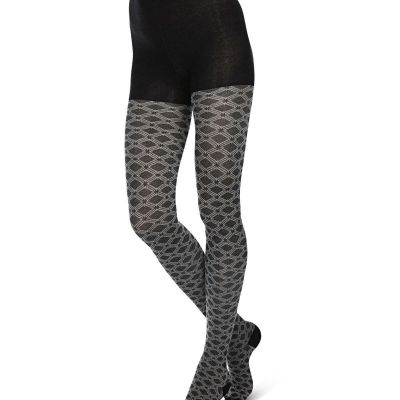 Diamond Patterned Cotton Blend Sweater Tights