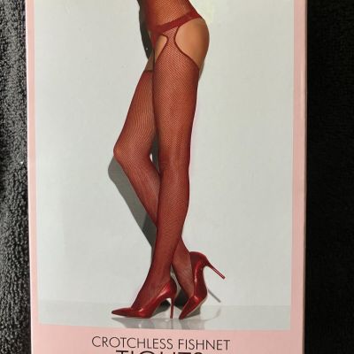 Ann Summers RED CROTCHLESS FISHNET Tights L Large / XL Extra Large