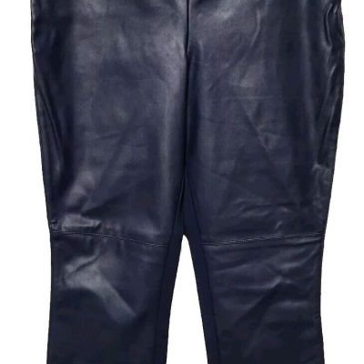 H BY HALSTON Navy Stretch Legging Size 4 Ponte Faux Leather New In Bag