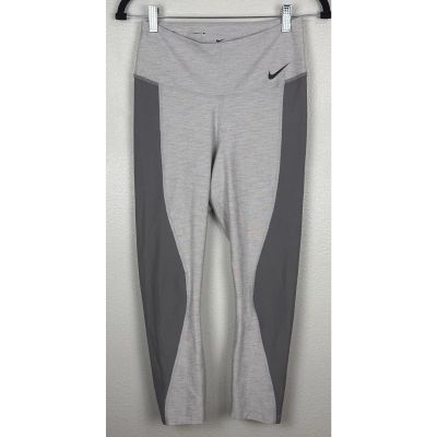 Nike Women’s Gray Dri-Fit Gym Workout Leggings Logo Swoosh Outdoors Medium