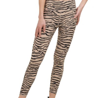 DKNY Womens Tiger print Printed 7/8 Leggings Size Large Color Latte