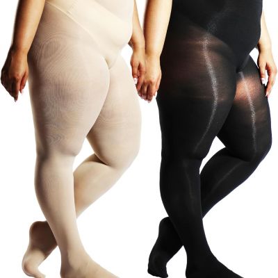 Plus Size Tights for Women, Ultra Large up to 6X, 20 Colors Semi Opaque Control