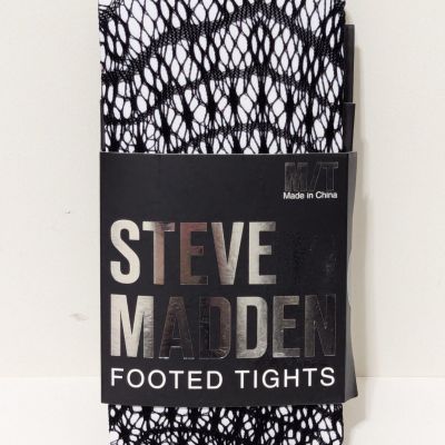 Steve Madden Women's Black Fishnet Fashion Footed Tights Size M/T