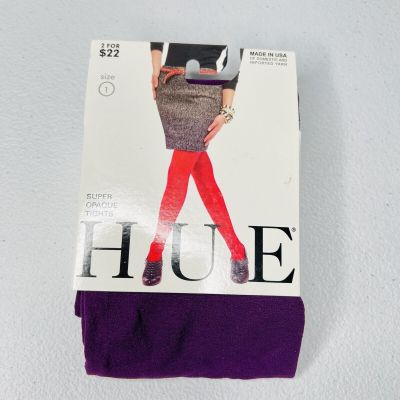 Hue Super Opaque Tights Size 1 - New With Tags 1 Pair Pack Plum Purple
