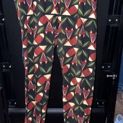 LuLaRoe Cute Fox Print Leggings Plus Size TC