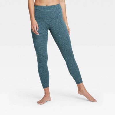 All in Motion Womens Teal Contour Power Waist High-Waisted 7/8 Leggings Size S