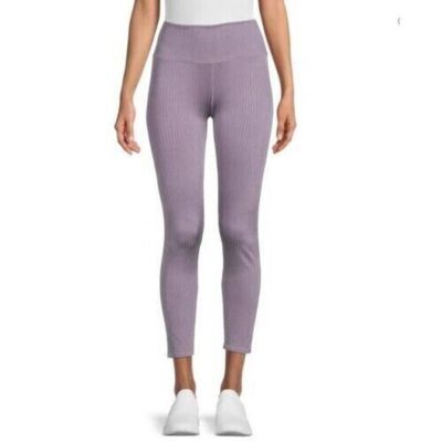 Good American Wide Ribbed Shine Clean Seamless Leggings Dusty Violet L/XL NWT