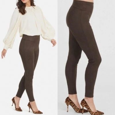 Spanx Pants Size M Brown Faux Suede High Rise Leggings