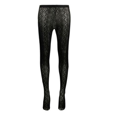 Marine Serre Moon Diamant Mesh Jacquard Black Tights Women’s Size Large