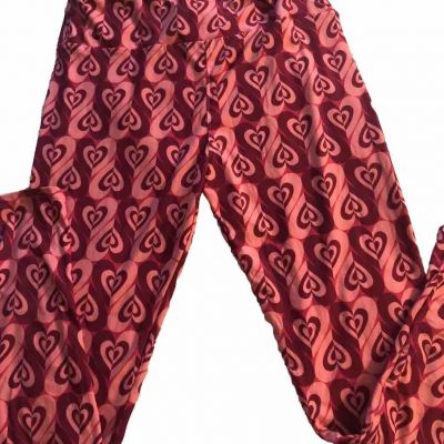 LuLaRoe Tall Curvy Leggings New Womens Pants, Pj’s, LG Size Pink/red 32” Waist