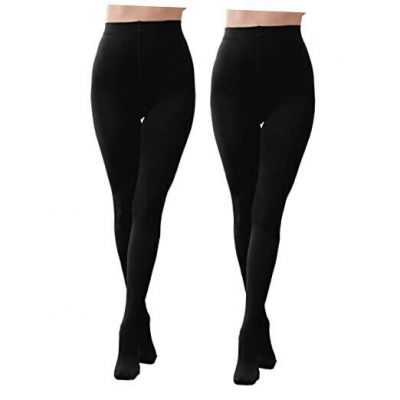 Fleece Lined Tights Women Opaque Tights for Winter Small 2 Black