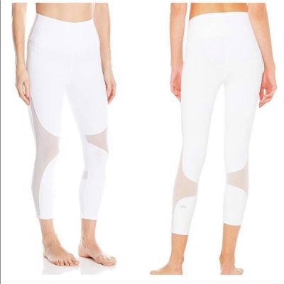 Alo Yoga High-Waist Coast Capri White Mesh Leggings Small