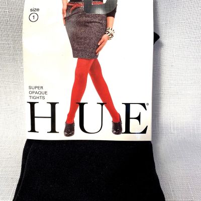 Hue Womens 1 Pair Of Super Opaque Tights With  Non Control Top Size 1 Black New