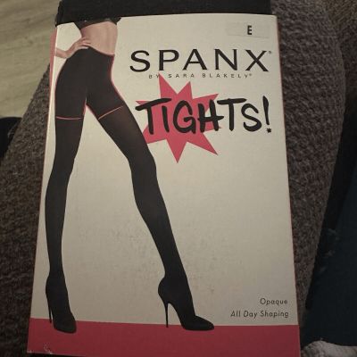 Spanx By Sara Blakey Opaque Black Tights Size E All Day All Night Firms New!!