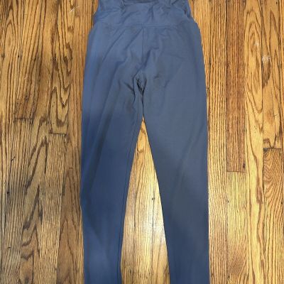 Women’s Gray Blue High Cross Waist Leggings Size M Athletic Workout Soft Yoga